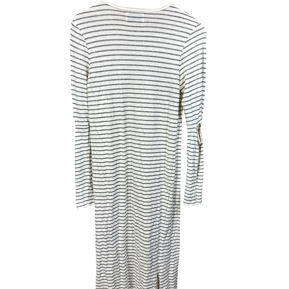 Current/Elliott Silver Metallic Striped The Quince Knit Midi Dress - Picture 3 of 7